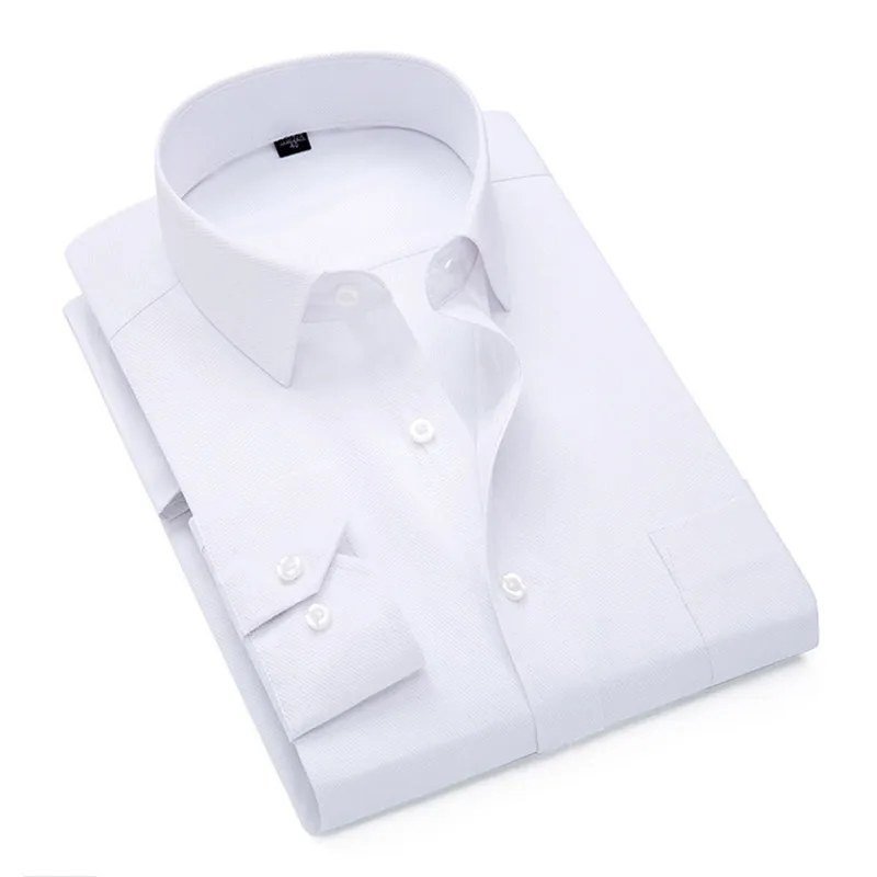Мужская рубашка с длинным рукавом белая классическая в полоску и диагональю