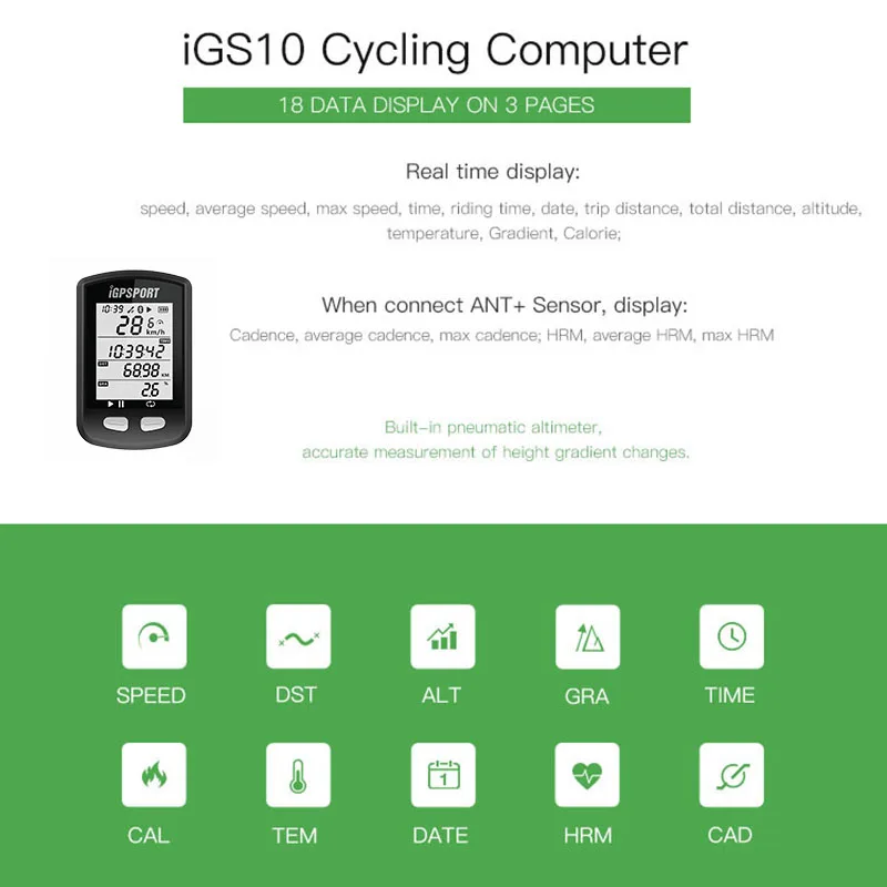 В наличии iGS10 Спидометр Heigh чувствительный gps велосипедный компьютер I ORT MTB