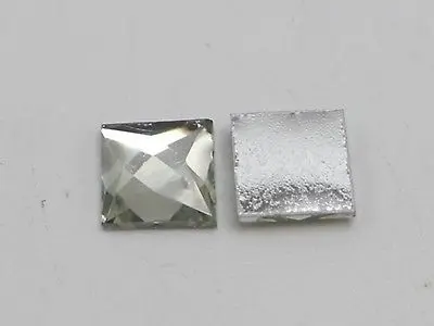 

200 Clear Acrylic Flatback Faceted Square Rhinestone Gems 10X10mm No Hole