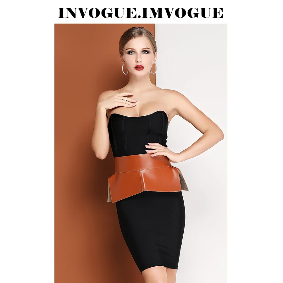Женское мини платье без рукавов INVOGUE черное облегающее с открытыми плечами