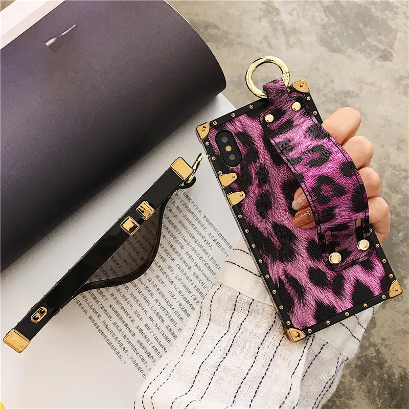 Леопардовый принт Kickstand чехол для iPhone X 6 S 7 8 Plus XR MAX Fashion IMD Мягкий защитный телефона