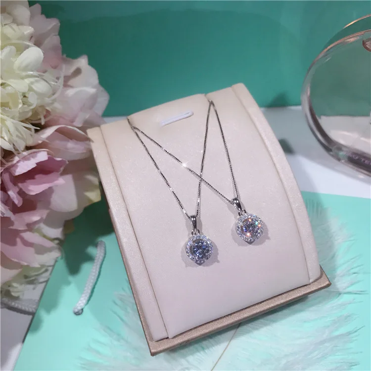 2019 New Arrival Simple Designer Classic Round Zircon Pendant Real 925 Sterling Silver Chain Necklace Quality Women | Украшения и