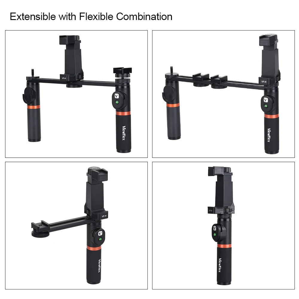CoMica смартфон Grip Rig комплекты микрофона селфи-палка светодиодный светильник двойные ручки Стабилизатор для камеры Gopro видео вещания