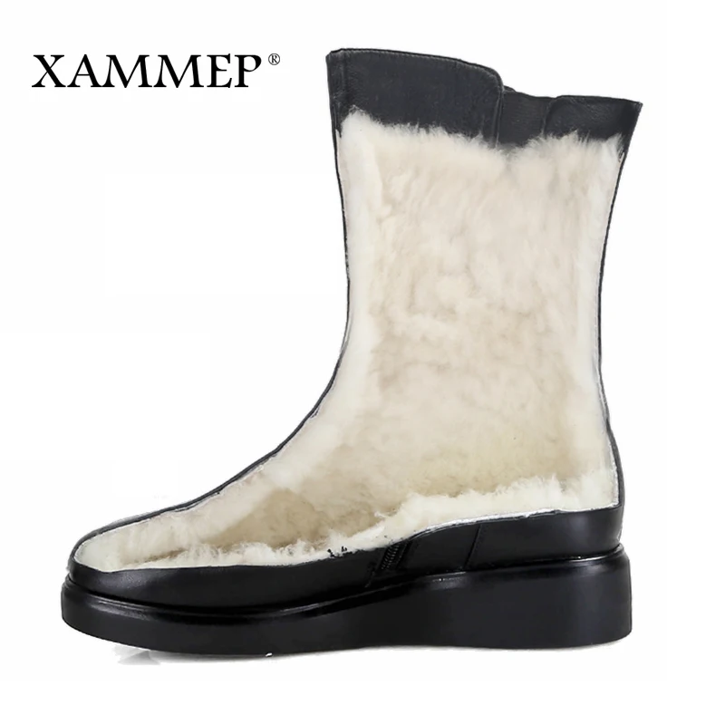 Женские зимние ботинки Xammep из натуральной кожи сапоги до середины икры на