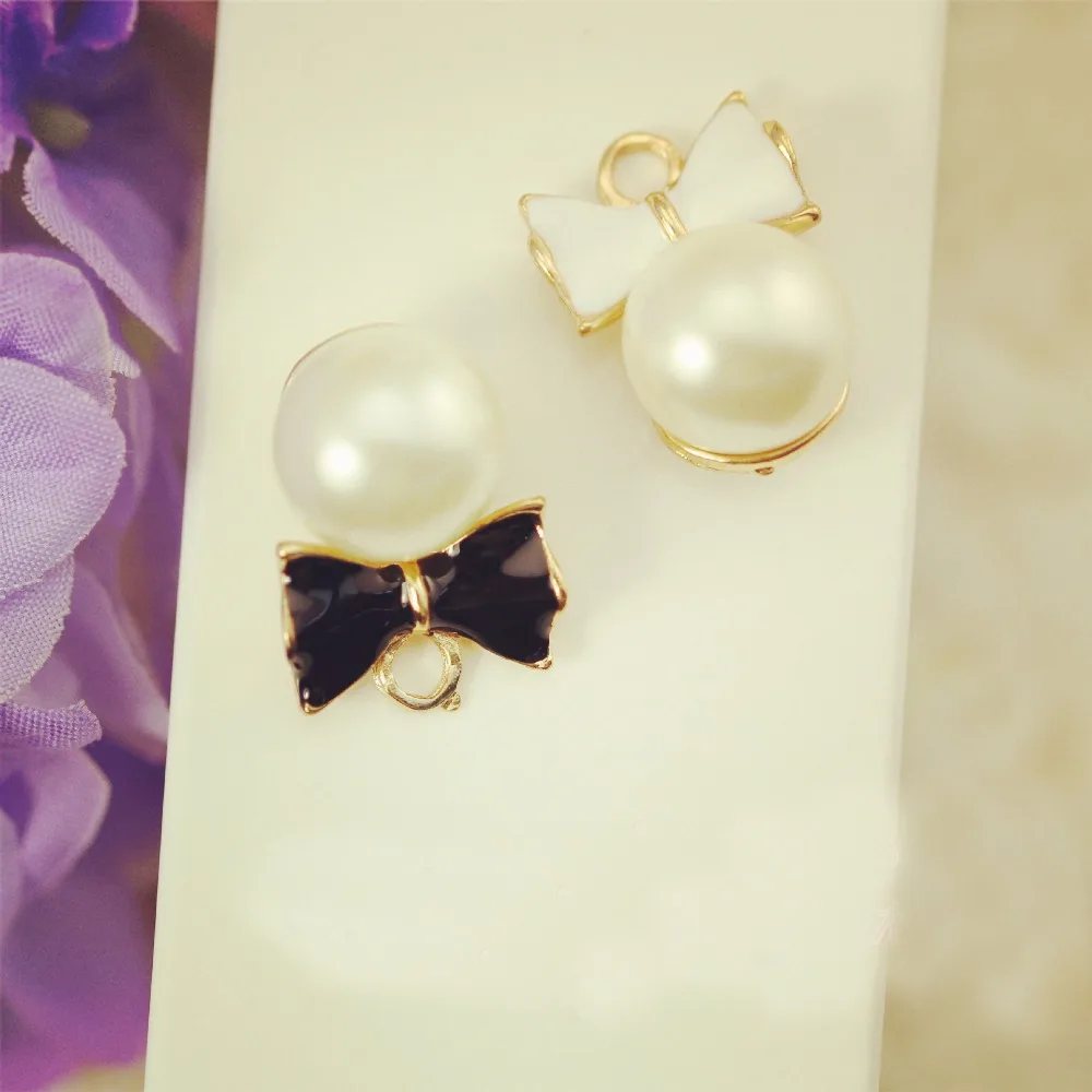 DIY Мода подвеска из эмали жемчуг лук металлические подвески для ювелирные