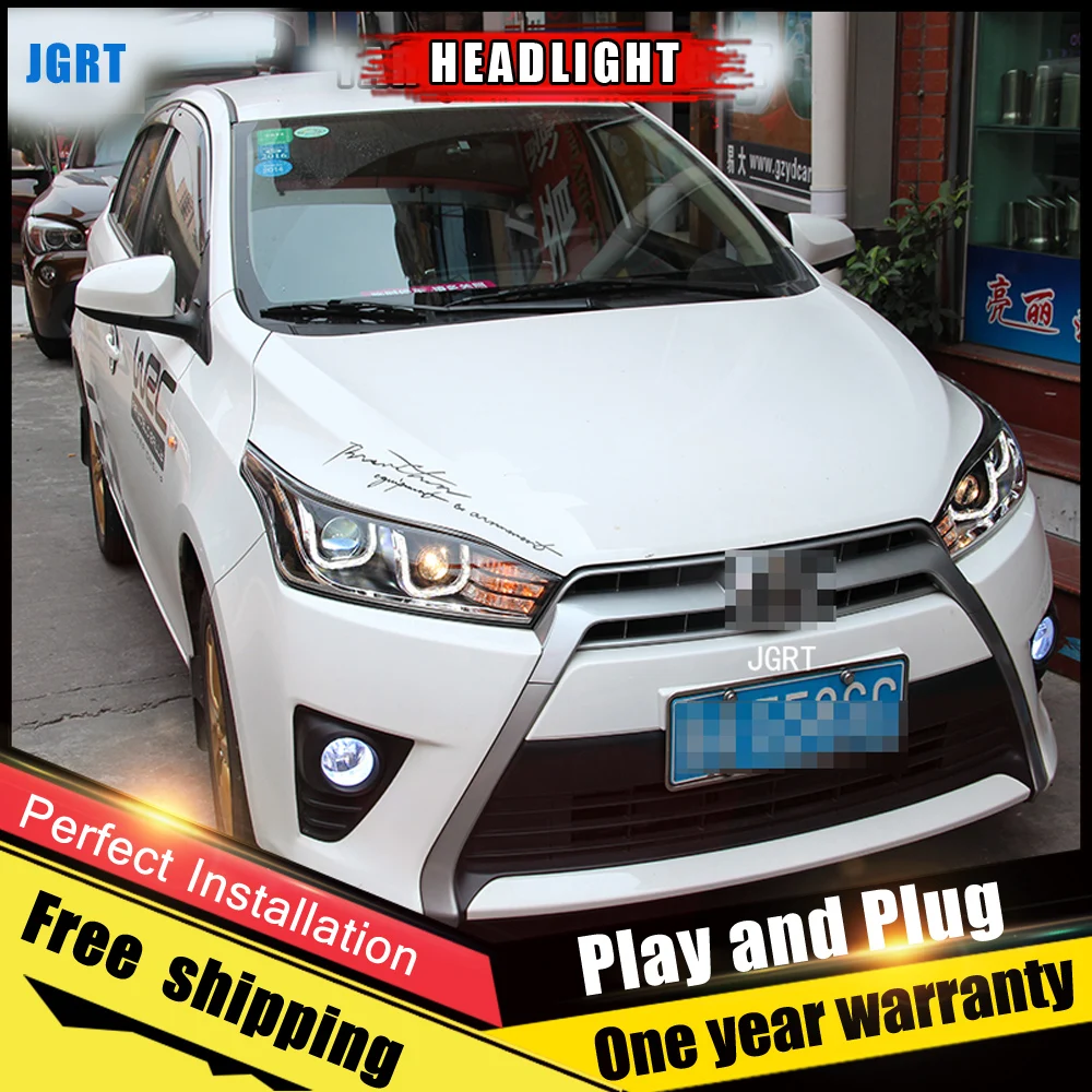 Автомобильный Стиль светодиодный фары для Toyota YARiS L 2014-2015 налобный фонарь