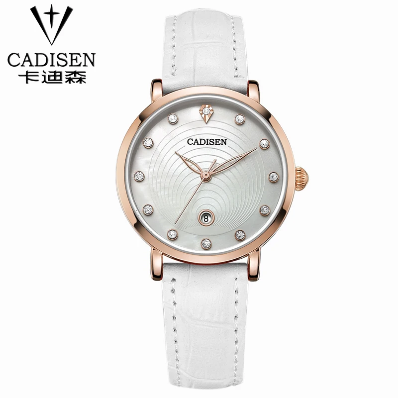 Cadisen элегантная дама часы горный хрусталь Автоматическая дата смотреть