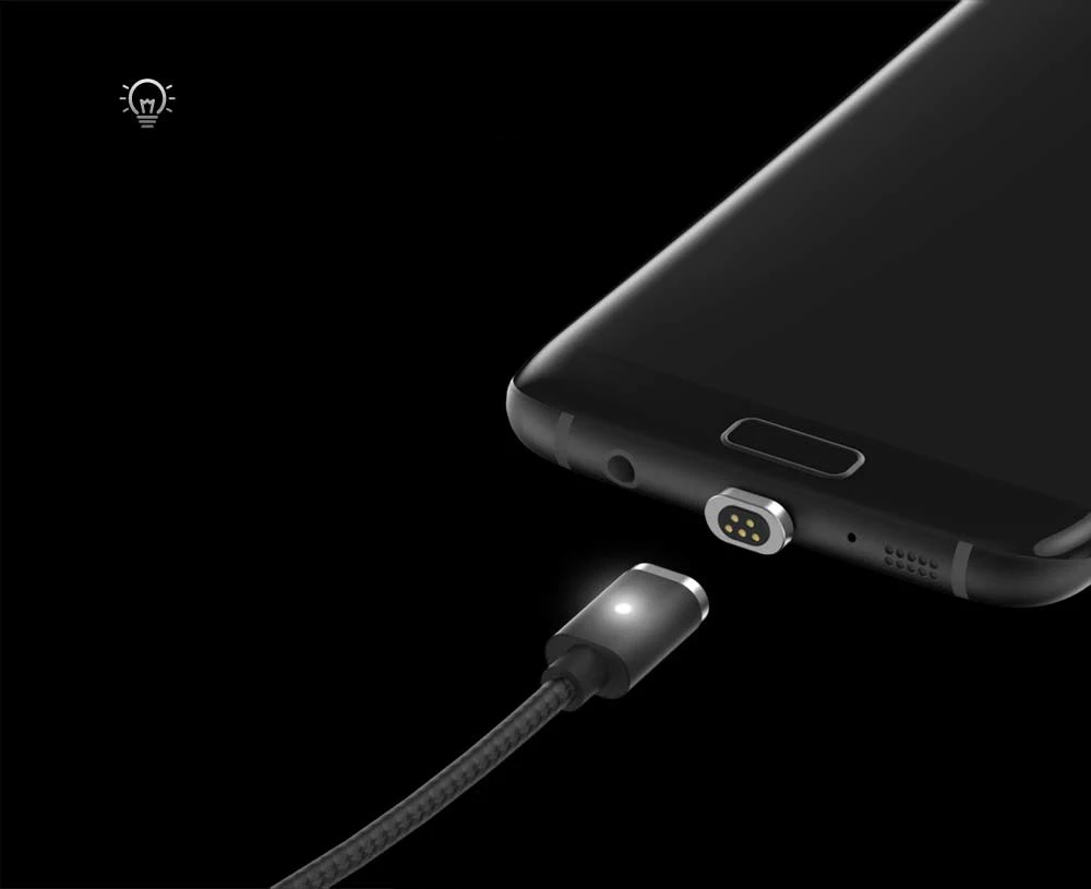 Wsken Mini 2 светодиодный магнитный кабель USB быстрой зарядки Магнитная Зарядное устройство Micro USB кабель для Samsung S6 S7 Edge Micro USB устройств 1 м