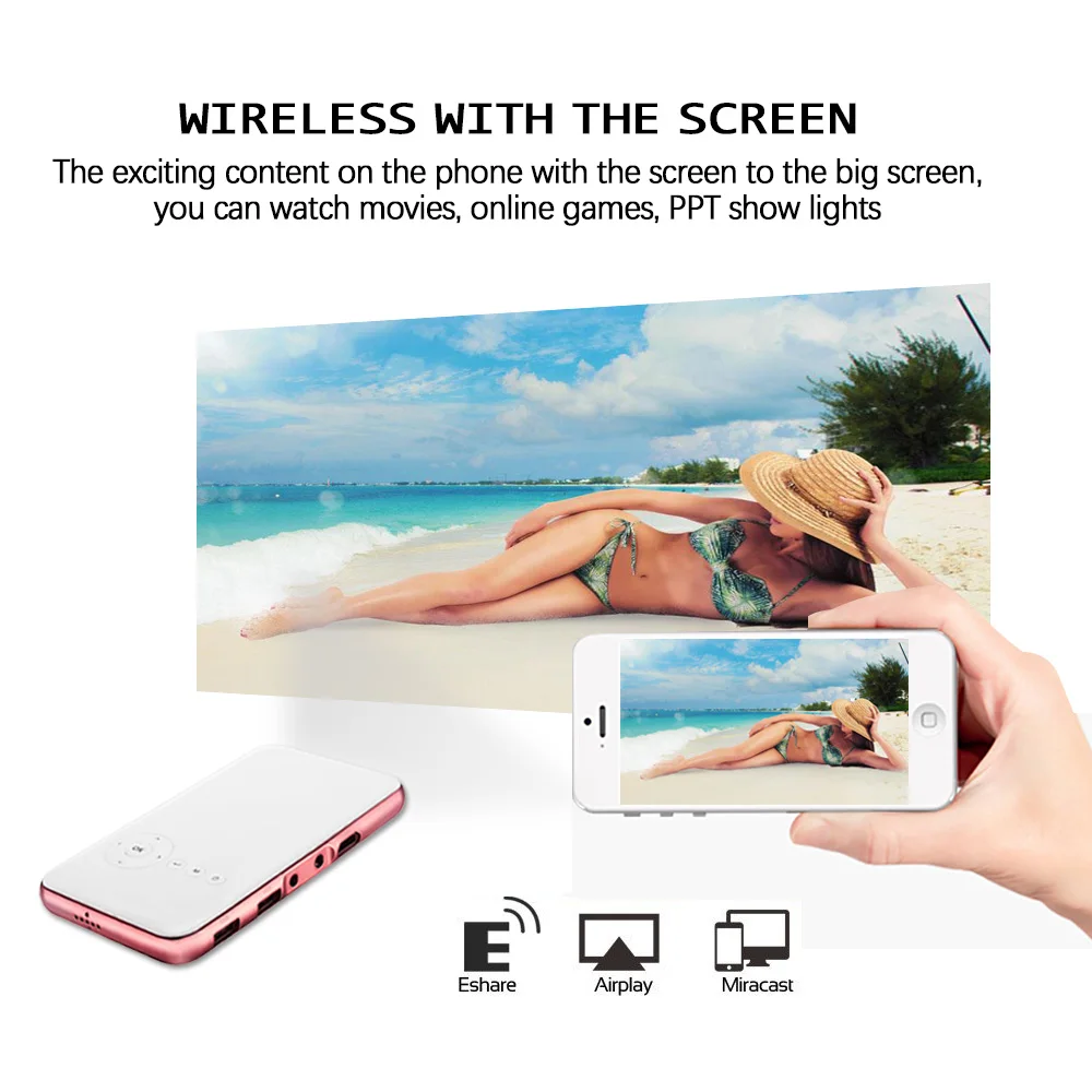 Мини карманный проектор для всех смартфонов Android Wifi Bluetooth A118 + портативный