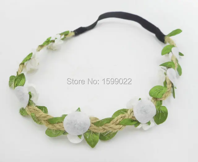 Белая Цветочная Корона Свадебная повязка для волос &quotКонопля&quot эластичная