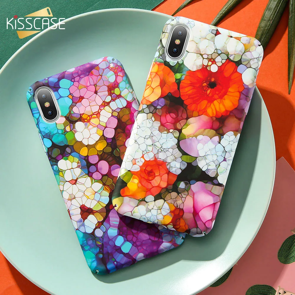 Чехол для телефона KISSCASE iPhone X XS 7 8 Mosaic Neon light Pattern Matte PC чехол Max 6 6s Plus XR Flamingo Cover |