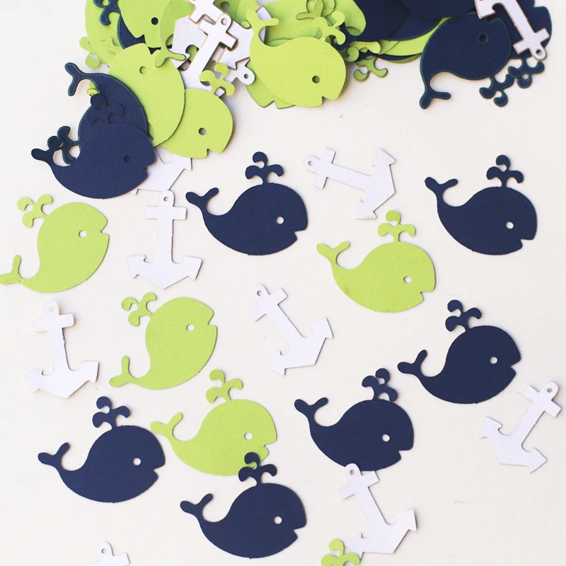 

100pcs Whale Party Confetti ,Table Confetti,Green and Blue Table Confetti, nautical theme Table Scatter ,baby shower decor