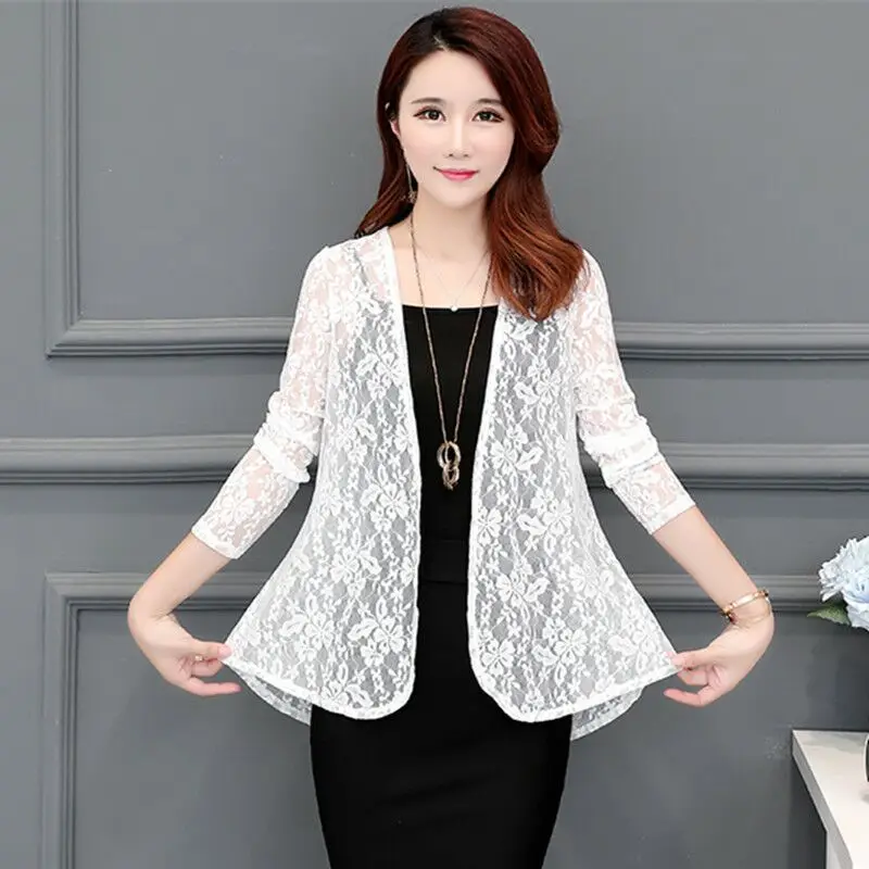 Женская кружевная шаль тонкий кардиган с длинным рукавом Солнцезащитная одежда