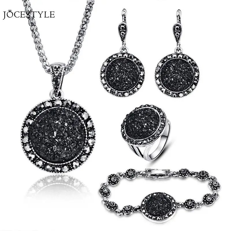 3/4 шт. винтажный ювелирный набор черные Ювелирные наборы женские серьги ожерелье