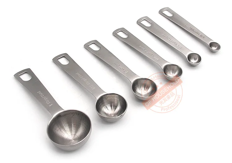 

Stainless steel round size spoon 6 set spoon baking scale measuring spoon cooking spoon