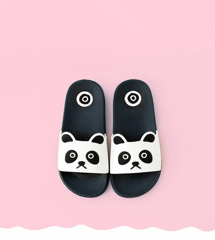 Детские летние тапочки с рисунком панды; пляжные сандалии для мальчиков; домашние Вьетнамки для детей; забавная Уличная обувь