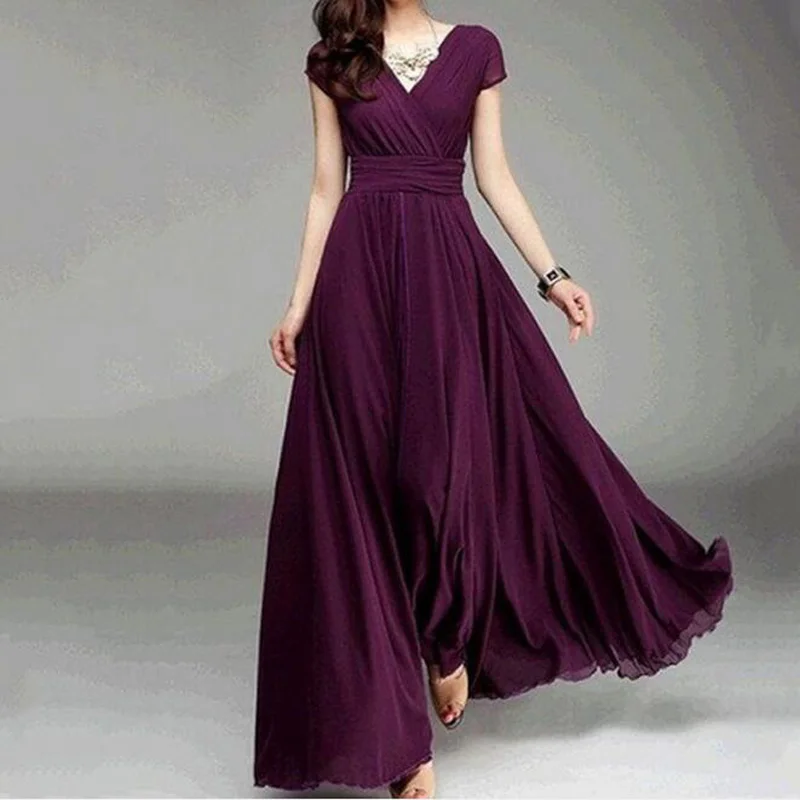 Женское платье с коротким рукавом богемное пляжное глубоким v-образным вырезом