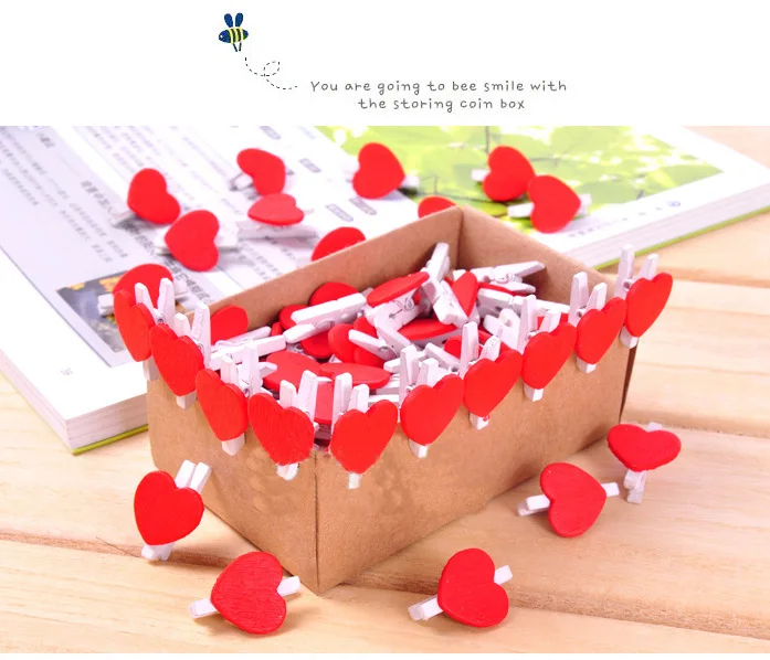10 шт. Lytwtw's Love Heart деревянная Закладка с зажимом для сообщений наклейки студент, школа, офис Канцелярские товары милые вечерние украшения - Цвет: 2
