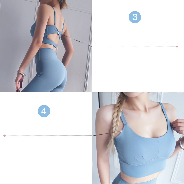 Women's Seamless Beauty Back Yoga Sports Bra Back Link Shockproof Gathering Fitness Yoga Sports Bra GYM Sport Top GYM Yoga Top