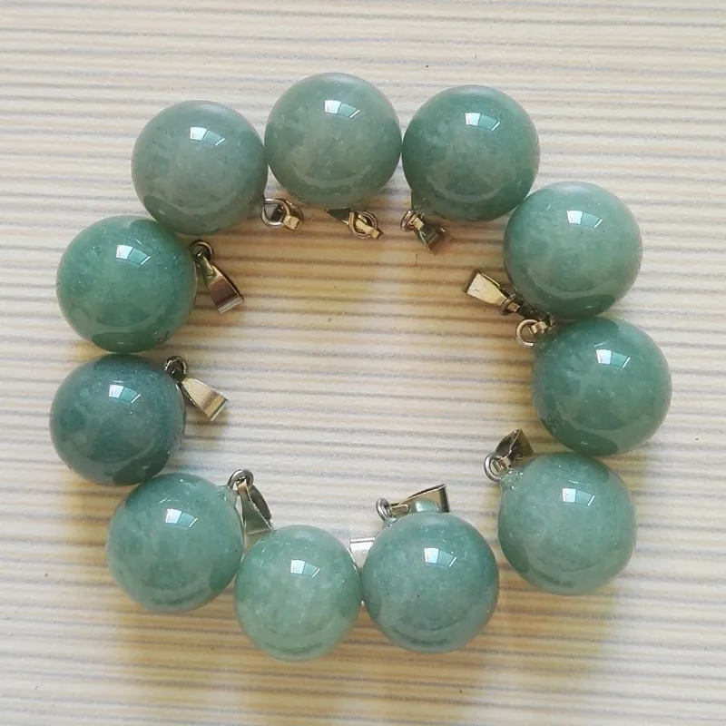 Green Aventurine 50 шт. натуральные каменные подвески-талисманы смешанный круглый шар кулон для изготовление ювелирных ожерелий - Окраска металла: Green Aventurine