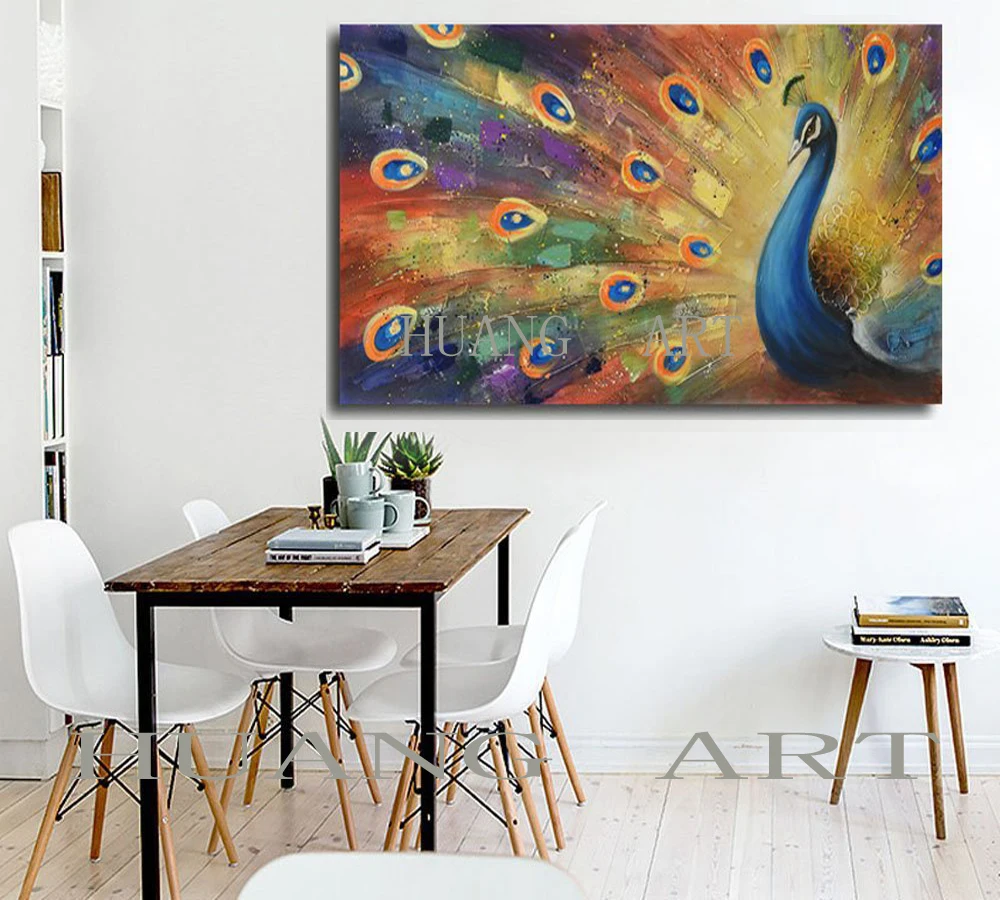 Красивое животное масляная живопись нож Павлин создание больших фотографий зал