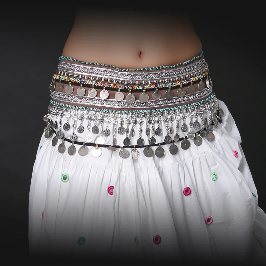 

Unisex ATS Tribal Belly Dance Hip Belt Adjustable Fit Antique Bronze Beads Metal Chain Gypsy Dance Coins Belt Professional