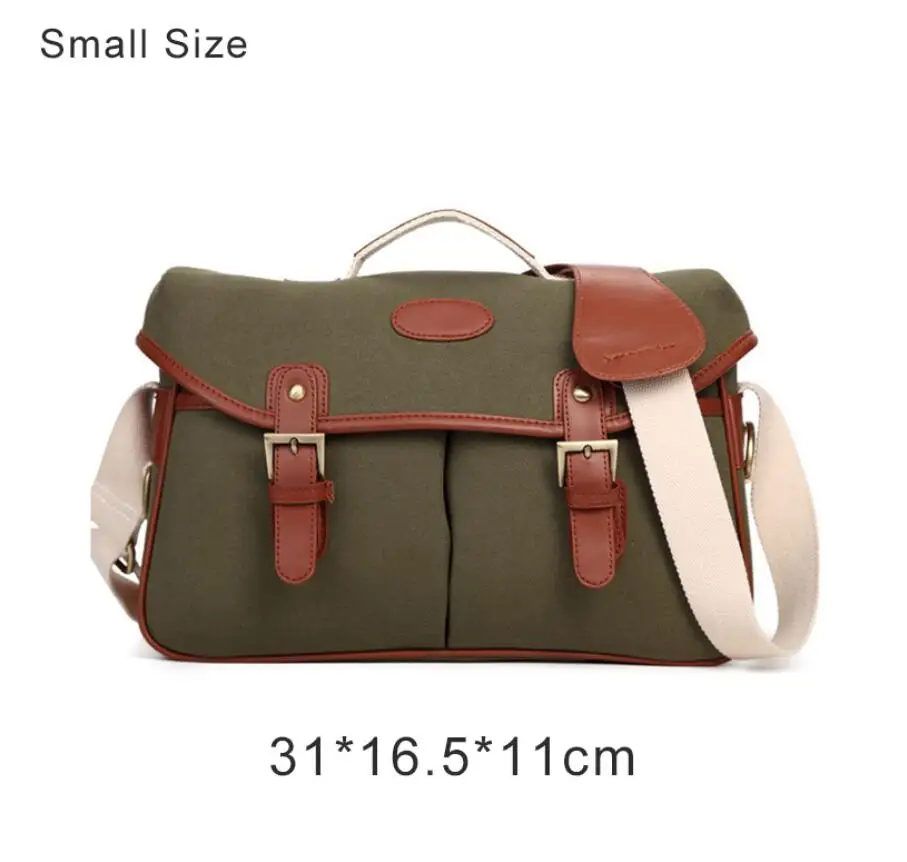 Small Army Green Холст Фотографии одно плечо сумка DSLR камера Кроссбоди сумка с независимая внутренняя билиарная для Canon Nikon - Цвет: Small Army Green