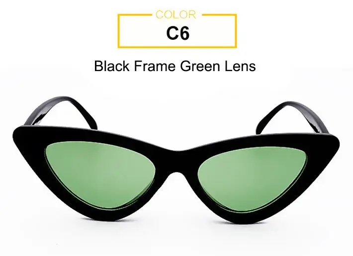 black green LongKeeper глаз Очки Малый Треугольники Рамки кошачий глаз Солнцезащитные очки для женщин Для женщин UV400 Новая мода Цвет Ocean Плёнки Защита от солнца Очки Прохладный - Цвет линз: black green