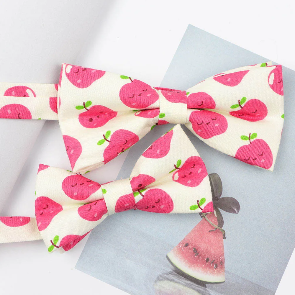 Set 4 Комплекты для родителей и детей с мультяшными фруктами и животными, галстук-бабочка с принтом, милые хлопковые детские аксессуары для домашних животных, мужские вечерние галстуки-бабочки на свадьбу - Цвет: Set 4