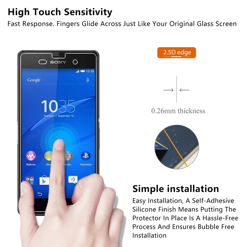 9H 0 26 мм Премиум Закаленное стекло для Sony Xperia Z3 D6603 D6653 Защитная пленка экрана |