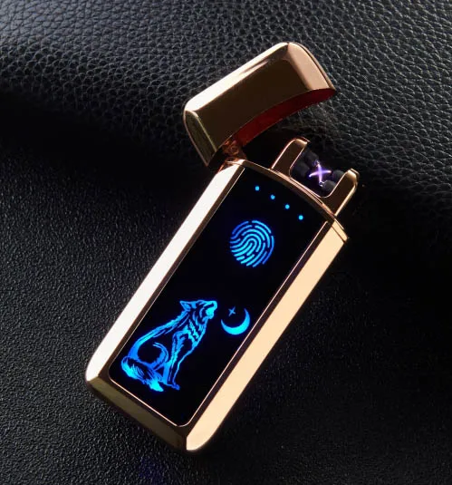 Плазменная Зажигалка Электронная зажигалка Прикуриватель для курения Usb зарядка двойная дуга - Цвет: rose gold wolf NO2
