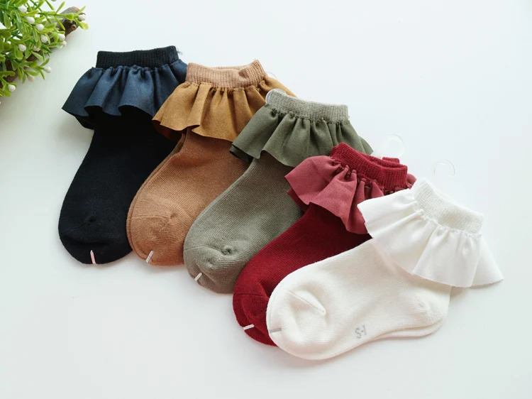 One Pairs Sweet Girls Kids Frilly Satin Lace Cotton Socks Princess Lace Bow Soft Trim Baby Toddler Short Socks High Quality