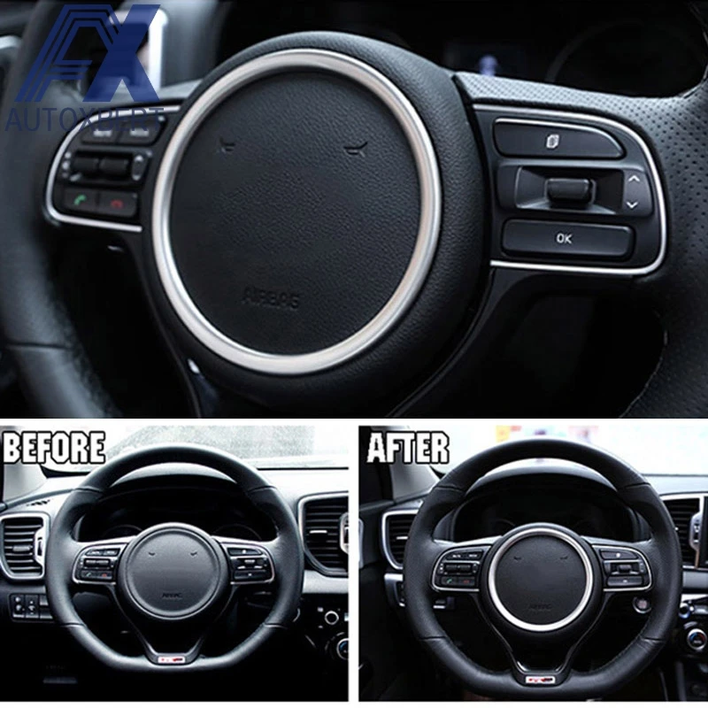AX автомобильный Стайлинг хромированная панель рулевого колеса Накладка Кольцо