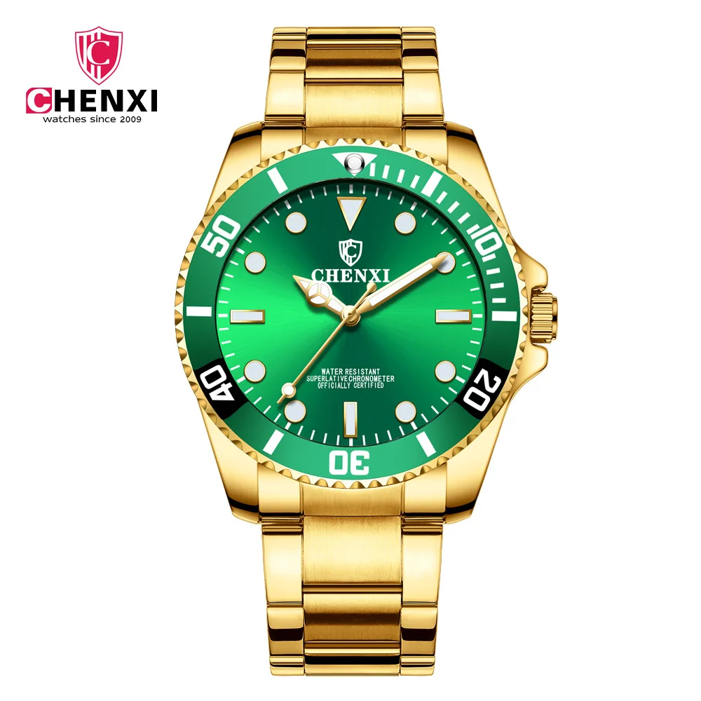 

CHENXI Brand Military Casual Sport Watch Fashion Men's Full Gold Stainless Steel Waterproof Quartz Wristwatch relogio masculino