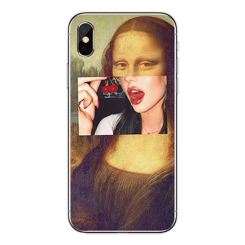 Mona Lisa забавный чехол для телефона из жесткого пластика iPhone5S SE 6 6S 6Plus 6sPlus 7 7Plus 8 8Plus X