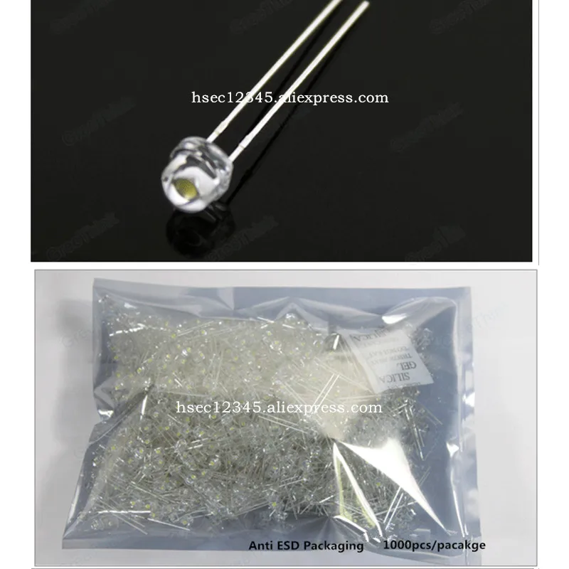 Бесплатная доставка 1000 шт. 5 мм (4 8 мм) светоизлучающие диоды Straw Hat теплый белый