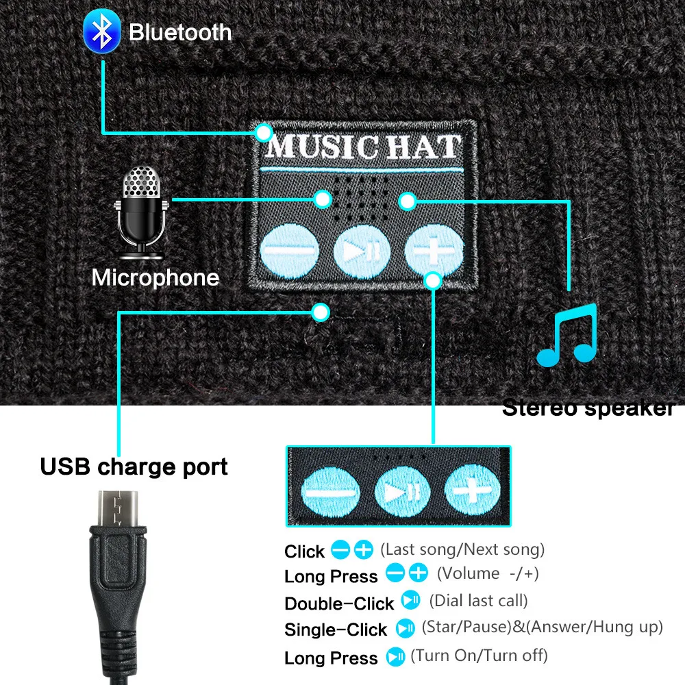 Прямая поставка унисекс Bluetooth беспроводная гарнитура музыкальная шапочка