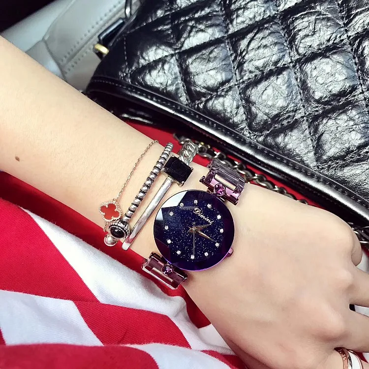 

Luxury Diamond Rose Gold Women Watches Starry Sky Magnetic ladies watches casual paket watches relojes para mujer
