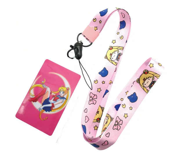 1 шт. японский аниме Сейлор Мун девушка шеи ремни, автобус метро Lanyards ID Card, женские брелоки Детские вечерние подарки - Цвет: F