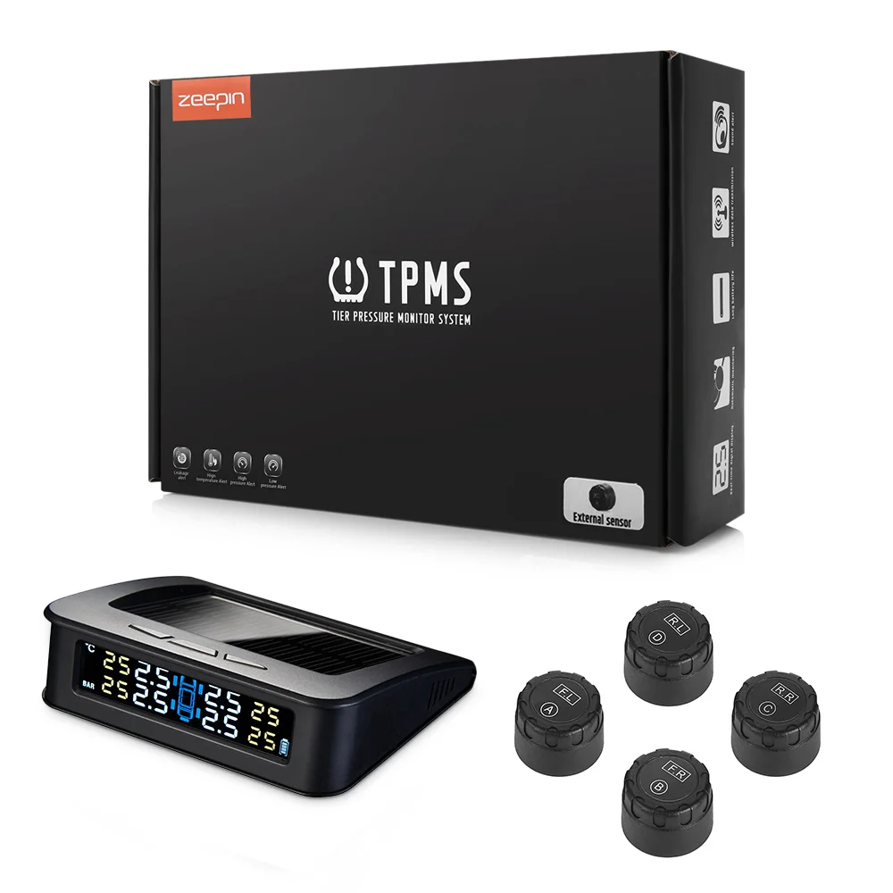 ZEEPIN TPMS C220 автомобильный монитор давления в шинах Система Солнечной Системы TPMS с 4 внешними/внутренними датчик давления для шин