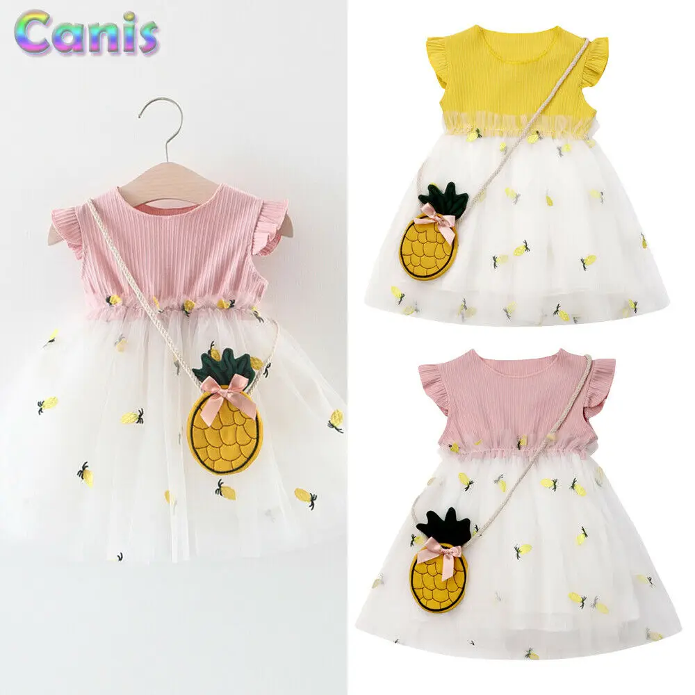 Милые летние платья Pudcoco 2 шт. одежда для маленьких девочек с ананасами фатиновое