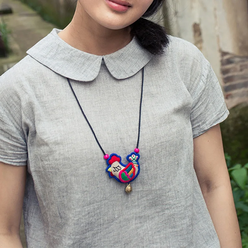 Original Handmade Embroidery Necklace Cartoon Chick Animal Folk-custom Girl Birthday Present Sweater Chain Ornaments | Дом и сад