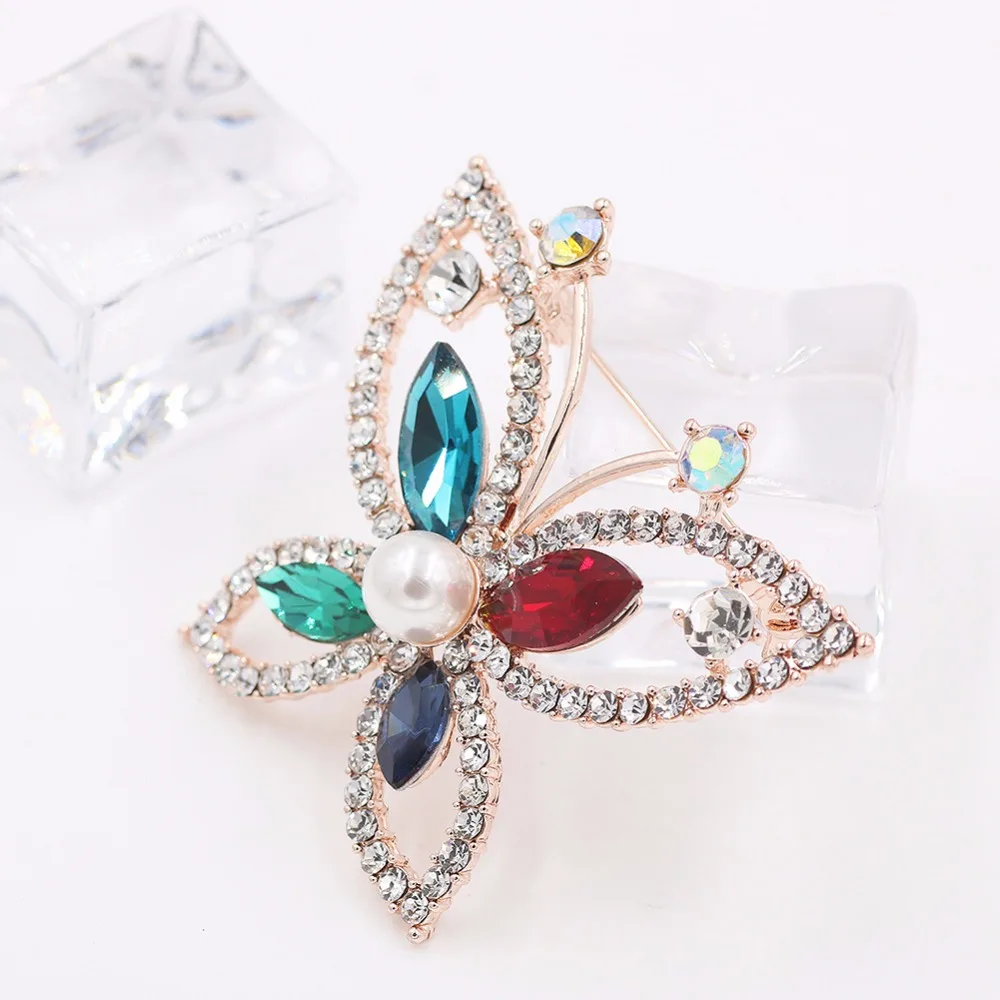 PULATU Стразы Бабочка Брошь для женщин сплав металл насекомое брошь булавки свадьба