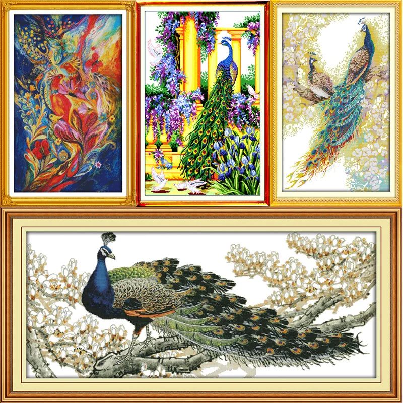 

Joy sunday Beautiful peacock series Counted Cross Stitch Kits Cross-stitch set Embroidery Needlework