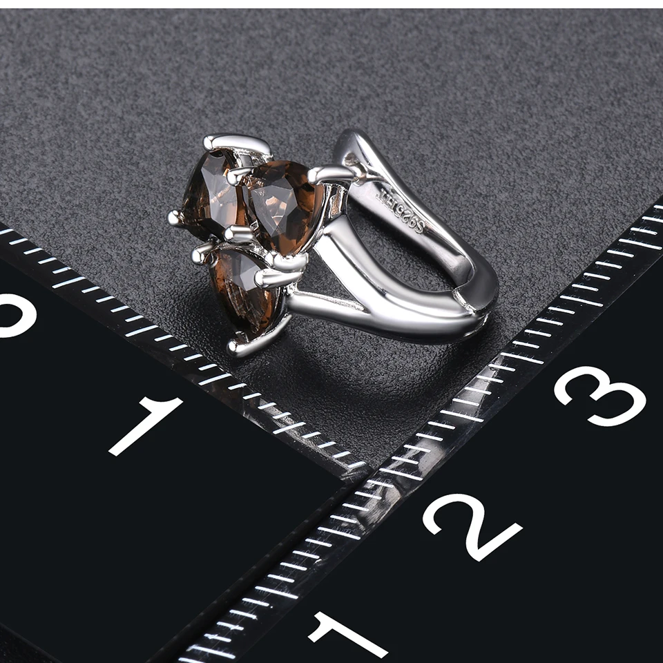 Hutang 1.24ct Натуральный дымчатый кварц женские серьги-кольца твердые 925 пробы серебро Изящные драгоценные камни Элегантные Ювелирные изделия Новое поступление