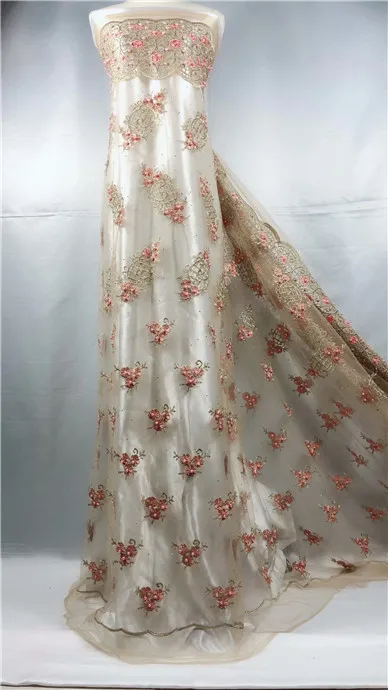 Beautiful India Women Wedding Lace Fabric African beads Net Laces Bride And Groom Dress Fabrics Ankara Mesh Tulle Voile | Дом и сад
