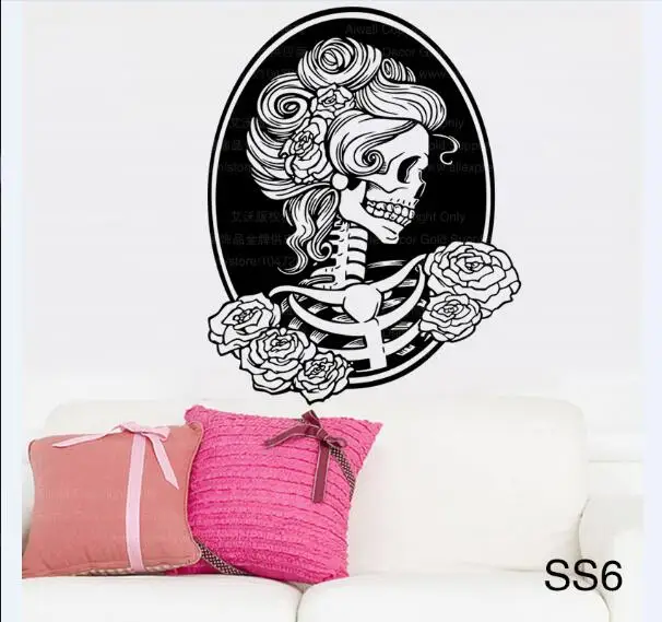 SS 6 Мексиканский сахарный череп офисная наклейка s dia de los muertos виниловая наклейка на стену наклейка adesivo de parede домашний декор Настенная Наклейка - Цвет: SS 6