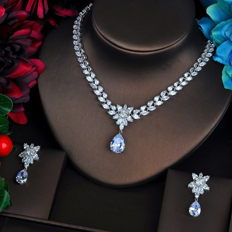 HIBRIDE простой слеза капля 3A фианиты Ювелирные наборы для свадебной вечеринки