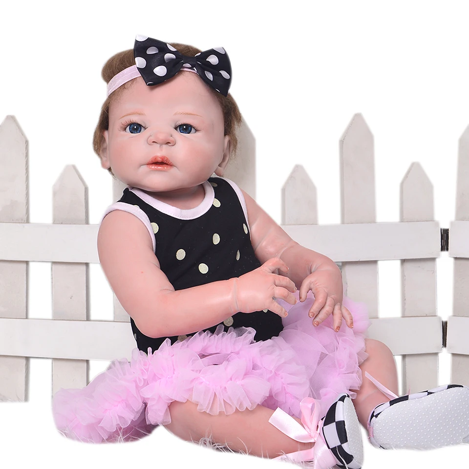 Кукла новорожденная силиконовая Реалистичная с волосами 23 дюйма подарок на день