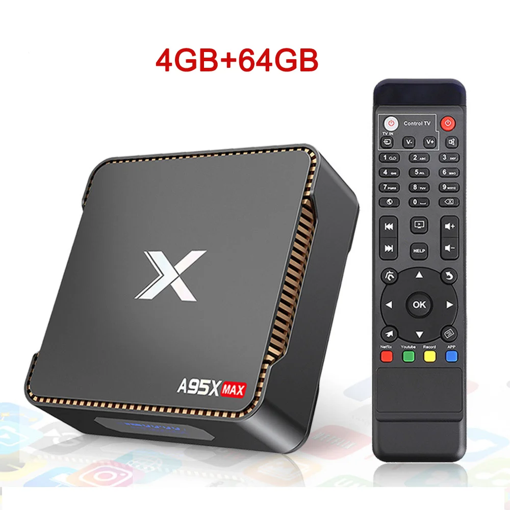 Запись видео Android 8,1 tv Box 4 ГБ ОЗУ 64 Гб четырехъядерный процессор Amlogic S905X2 двойной Wifi BT4.2 1000M H.265 4K 60pfs A95X MAX X2 - Цвет: 4GB64GB